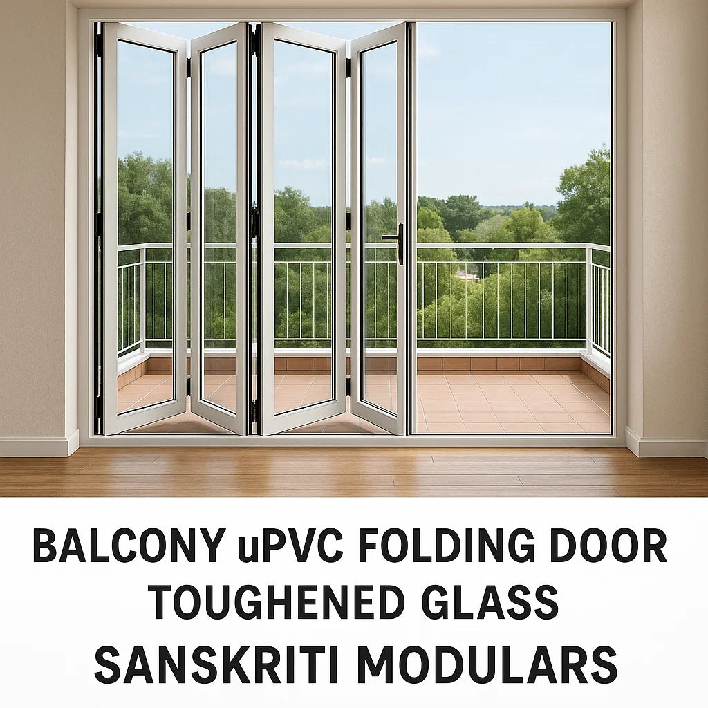 Balcony UPVC Folding Door with Toughened Glass – By Sanskriti Modulars