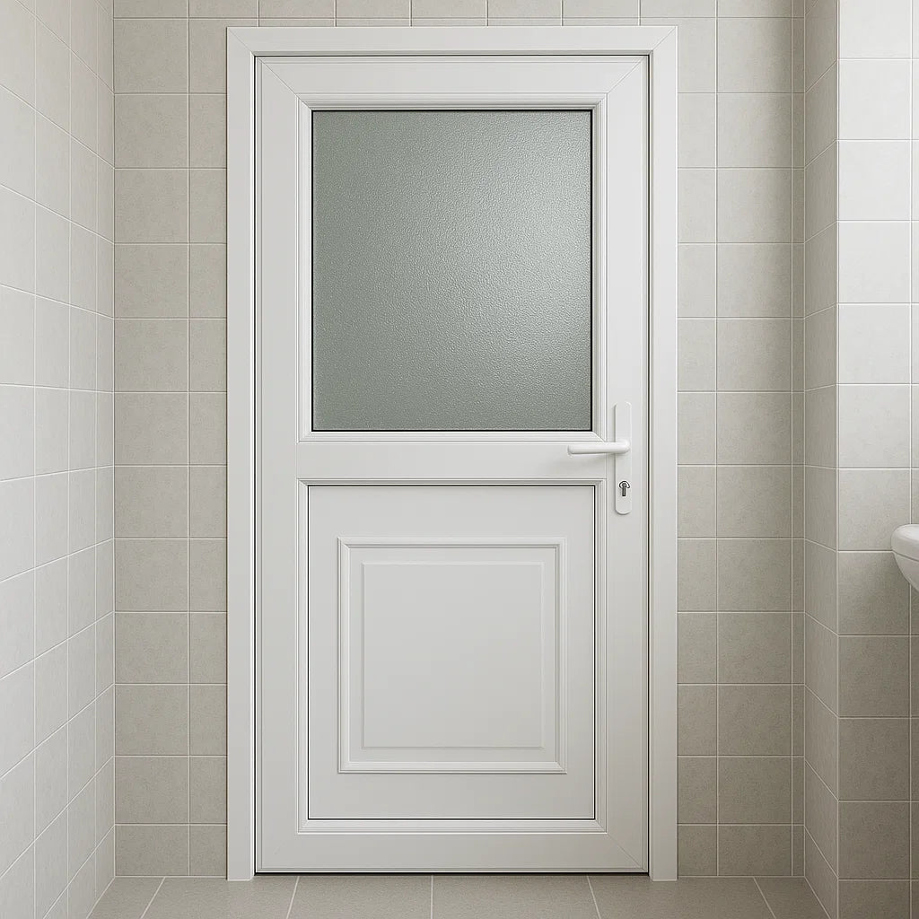 White Bathroom UPVC Door – By Sanskriti Modulars