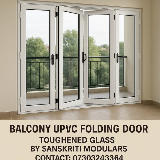 Balcony UPVC Folding Door with Toughened Glass – By Sanskriti Modulars