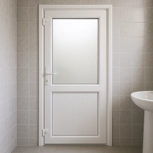 White Bathroom UPVC Door – By Sanskriti Modulars